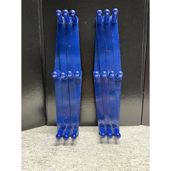 2 Vintage 10-Peg Large Blue Wood Accordion Wall Hanging Rack 20 Pegs Total! - Picture 8 of 8